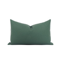 HKM-028115 Retro Green Jacquard Pillowcase in Hand-Woven Leather and Dutch Velvet - Available in 45x45 cm and 30x50 cm