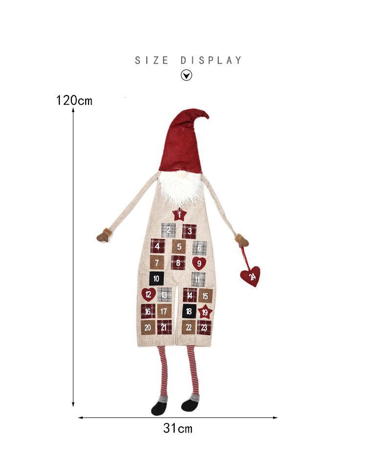 HKM-028243 Linen Machine Embroidered Forester Christmas Calendar, 95CM Length Without Feet, 120CM Length With Feet, 31CM Width