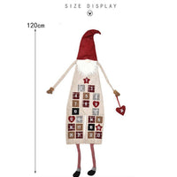 HKM-028243 Linen Machine Embroidered Forester Christmas Calendar, 95CM Length Without Feet, 120CM Length With Feet, 31CM Width