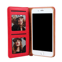 HKM-028371 Leather Magnetic Card Holder with Flip Book Stand for Select iPhone Models