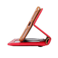 HKM-028371 Leather Magnetic Card Holder with Flip Book Stand for Select iPhone Models