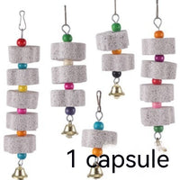 HKM-028435 Pet Molar Stone Grinding Toy for Parrots - Durable Nibbling Pendant in Gray