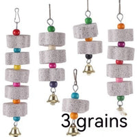 HKM-028435 Pet Molar Stone Grinding Toy for Parrots - Durable Nibbling Pendant in Gray