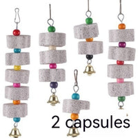 HKM-028435 Pet Molar Stone Grinding Toy for Parrots - Durable Nibbling Pendant in Gray