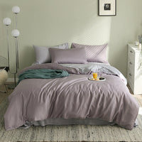 HKM-028435 Summer Light Luxury Tencel Bedding Set - 4-Piece Ice Silk Cool Feel with Quilt Cover and Sheets