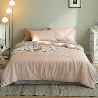 HKM-028435 Summer Light Luxury Tencel Bedding Set - 4-Piece Ice Silk Cool Feel with Quilt Cover and Sheets