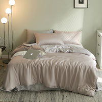 HKM-028435 Summer Light Luxury Tencel Bedding Set - 4-Piece Ice Silk Cool Feel with Quilt Cover and Sheets