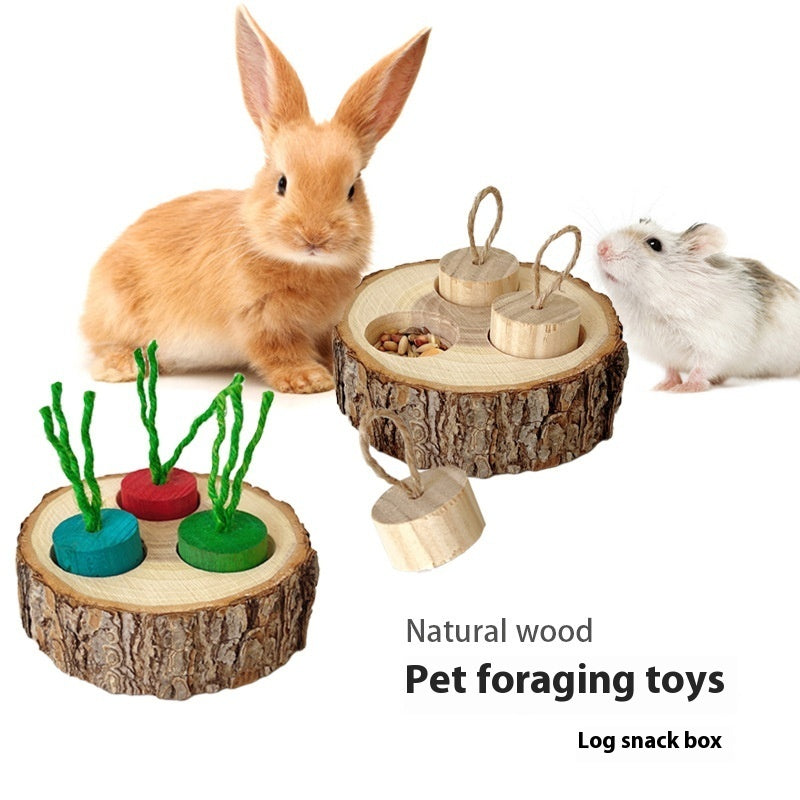 HKM-028563 Wooden Foraging Snack Box for Rabbits and Guinea Pigs - Educational Molar Toy