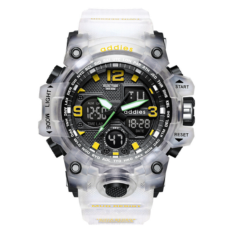 HKM-028627 Dual Display Electronic Sports Watch for Men – Waterproof, Multi-Function, and Versatile Design