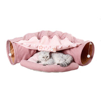 HKM-028947 Dismantling and Washable Pet Litter Cat Tunnel in Matcha, Coffee, Cherry Blossom, and Bar Designs