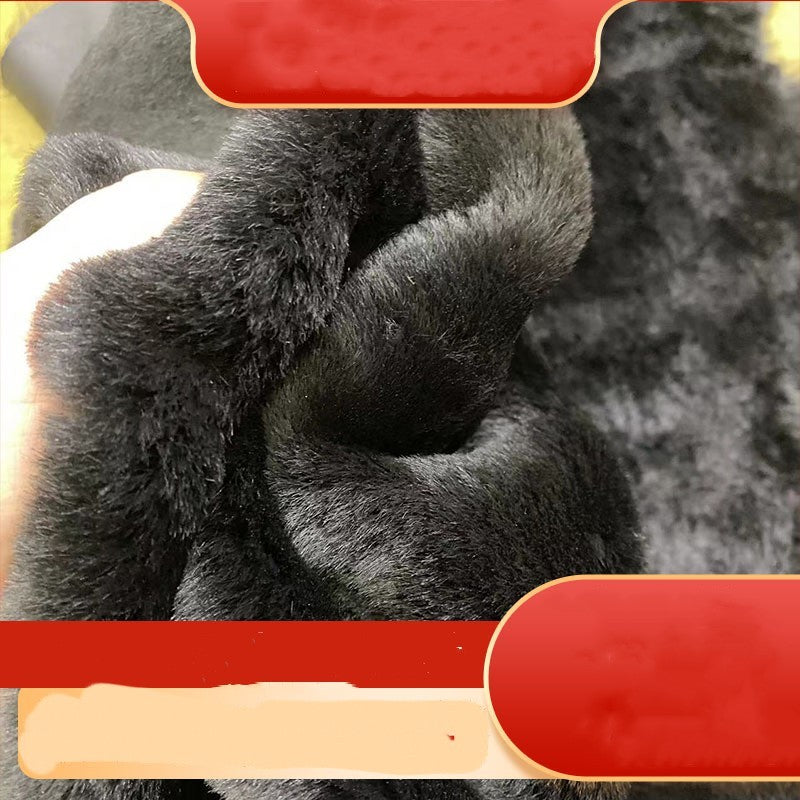 HKM-028947 Whole Fleece Real Wool in Black for Footwear and Accessories