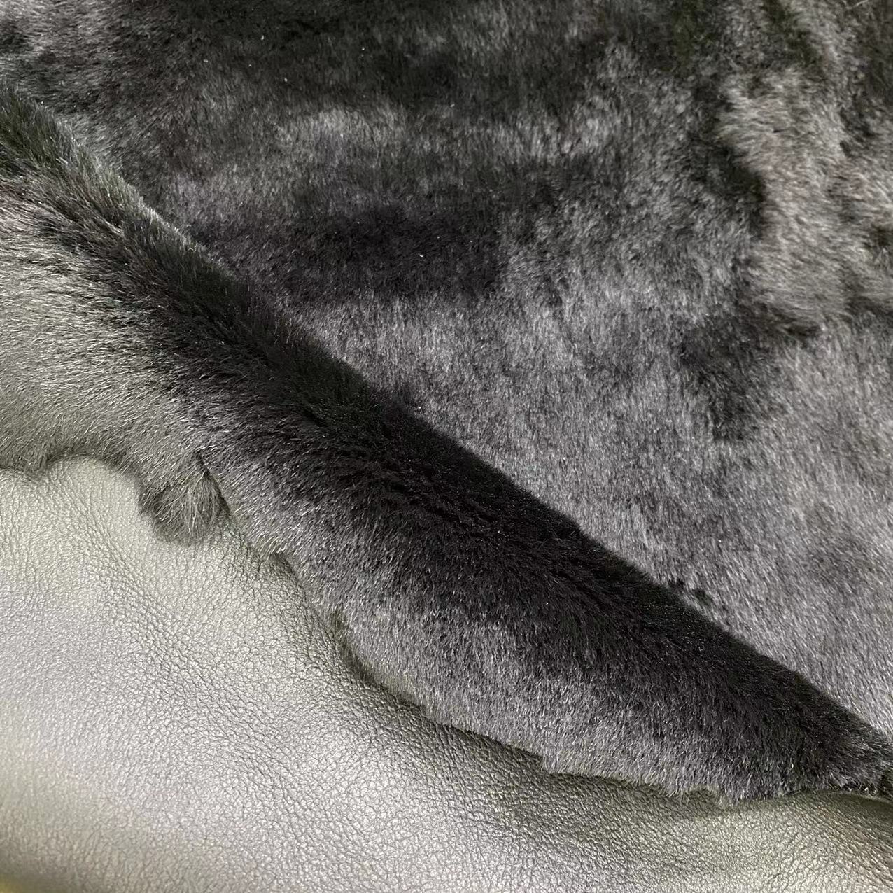 HKM-028947 Whole Fleece Real Wool in Black for Footwear and Accessories