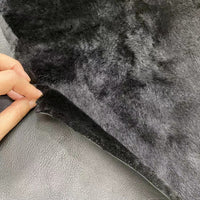 HKM-028947 Whole Fleece Real Wool in Black for Footwear and Accessories