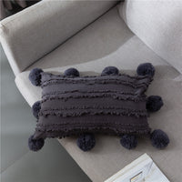 HKM-029075 Nordic Solid Color Rectangular Lumbar Cushion Cover - 30x50cm, Tassel Design, Available in White, Apricot Yellow, Carbon Gray