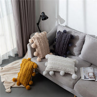 HKM-029075 Nordic Solid Color Rectangular Lumbar Cushion Cover - 30x50cm, Tassel Design, Available in White, Apricot Yellow, Carbon Gray