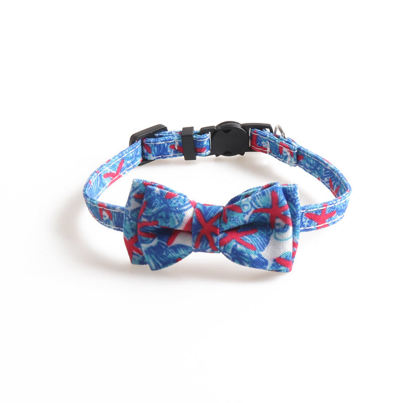 HKM-029139 Stylish Cloth Cat Collar in White Watermelon, Green Avocado, Pink, Blue - Adjustable Size 1.0*28