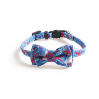 HKM-029139 Stylish Cloth Cat Collar in White Watermelon, Green Avocado, Pink, Blue - Adjustable Size 1.0*28