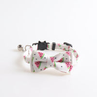 HKM-029139 Stylish Cloth Cat Collar in White Watermelon, Green Avocado, Pink, Blue - Adjustable Size 1.0*28