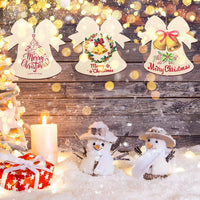 HKM-029395 20PCS Unfinished Wooden Christmas Ornaments - DIY Bell and Tree Shapes for Holiday Decor