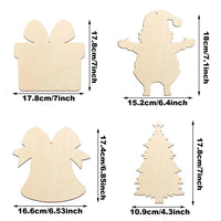 HKM-029395 20PCS Unfinished Wooden Christmas Ornaments - DIY Bell and Tree Shapes for Holiday Decor