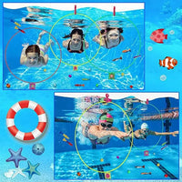 HKM-029523 Adjustable Swimming Pool Dive Training Rings - Underwater Swim Thru Hoop Toy 80cm