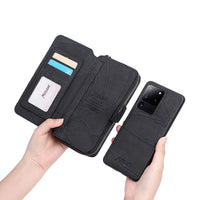 HKM-029523 Leather Wallet Case for Samsung Galaxy Phones, TPU+PC, Solid Color, Black, Gray, Wine Red