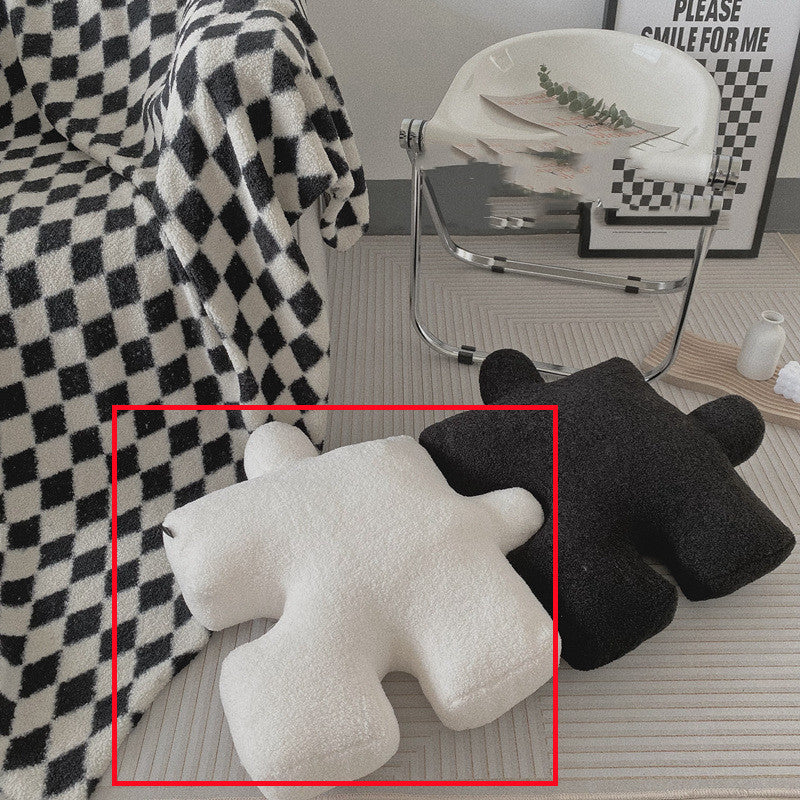 HKM-029651 Creative Puzzle-Shaped Cushion – 3D Soft Plush Pillow for Living Room, Office, and Home Decoration