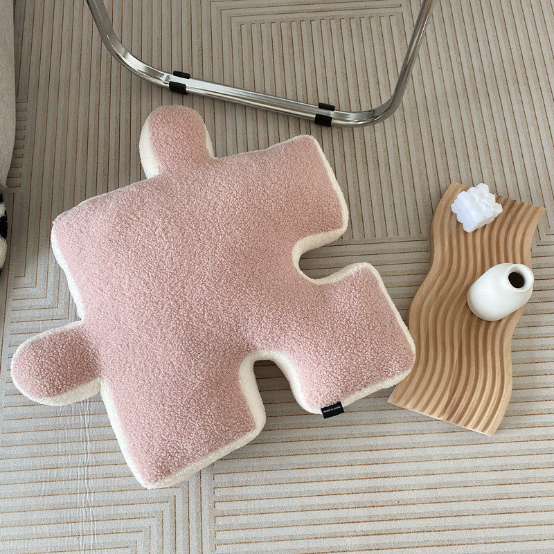 HKM-029651 Creative Puzzle-Shaped Cushion – 3D Soft Plush Pillow for Living Room, Office, and Home Decoration