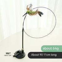 HKM-029907 Interactive Feather Cat Teaser Stick with Sucker Attachment - Various Color Options
