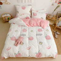 HKM-030099 Cartoon Snow Fleece Bedding Set - Thick and Warm 4-Piece Collection in Various Sizes