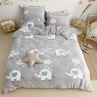 HKM-030099 Cartoon Snow Fleece Bedding Set - Thick and Warm 4-Piece Collection in Various Sizes