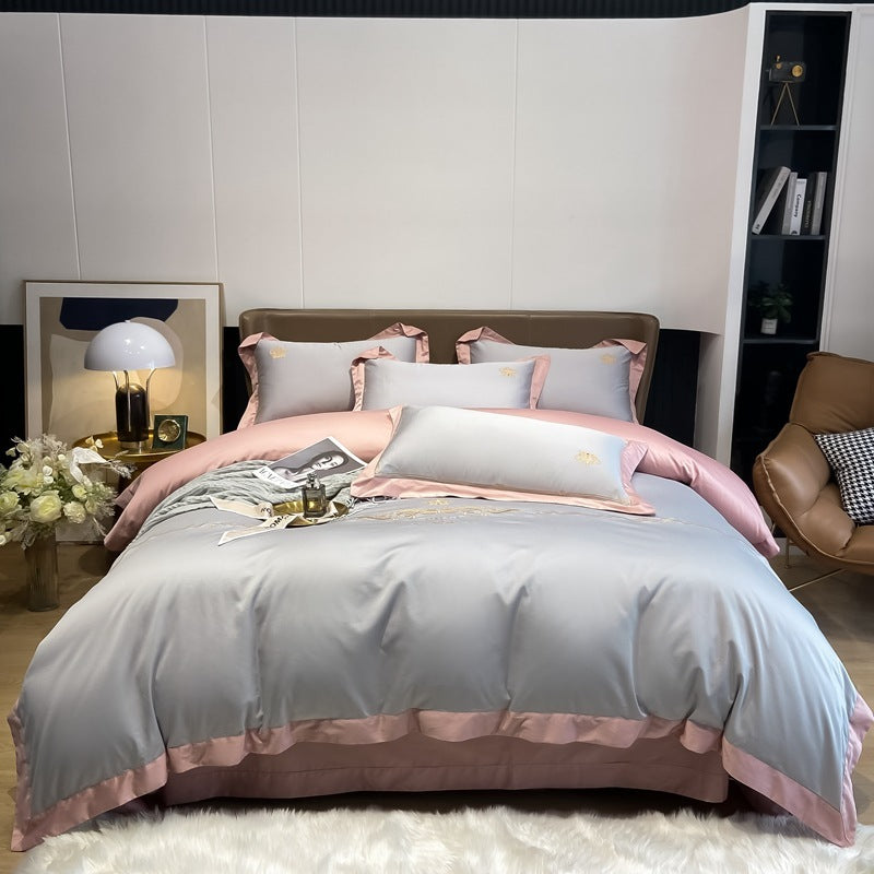 HKM-030099 Cotton Embroidery Bedding Set - 4-Piece Collection for Full, Queen, and King Beds