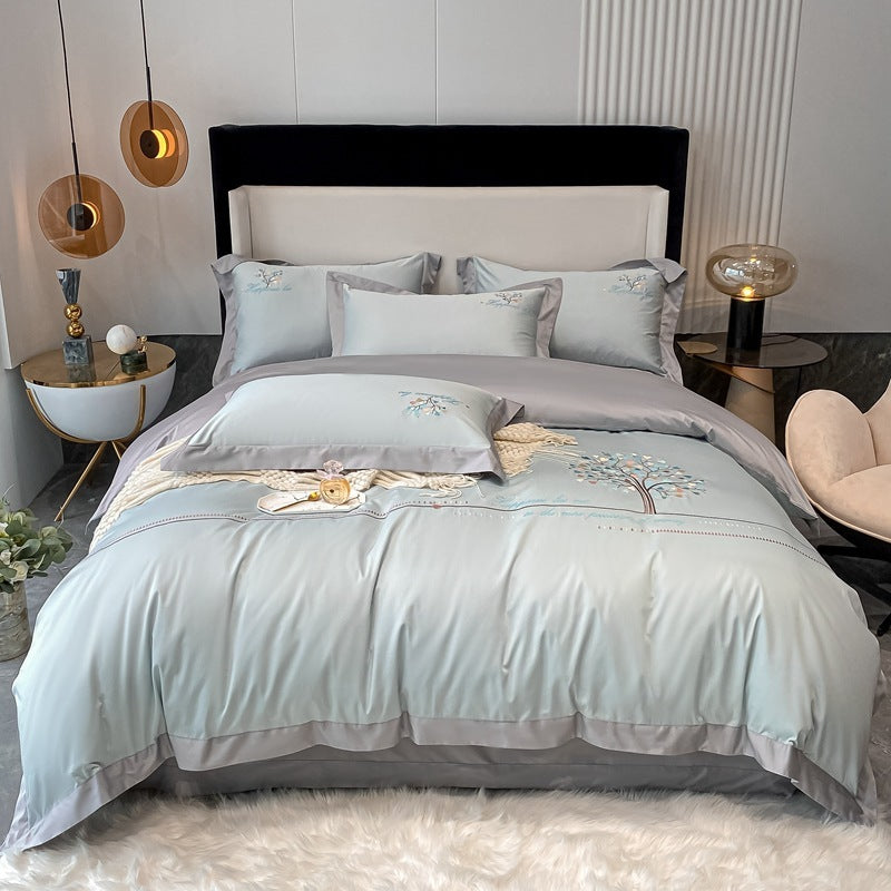 HKM-030099 Cotton Embroidery Bedding Set - 4-Piece Collection for Full, Queen, and King Beds
