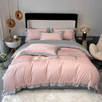 HKM-030099 Cotton Embroidery Bedding Set - 4-Piece Collection for Full, Queen, and King Beds