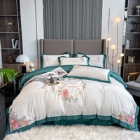 HKM-030099 Cotton Embroidery Bedding Set - 4-Piece Collection for Full, Queen, and King Beds