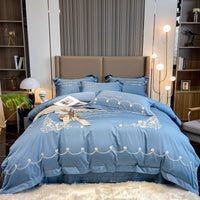 HKM-030099 Cotton Embroidery Bedding Set - 4-Piece Collection for Full, Queen, and King Beds
