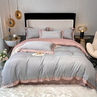 HKM-030099 Cotton Embroidery Bedding Set - 4-Piece Collection for Full, Queen, and King Beds