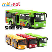 HKM-030227 Alloy Diecast City Light Sound Buses Toy Set for Boys - 6 Pcs Small Model Cars and Trucks
