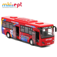 HKM-030227 Alloy Diecast City Light Sound Buses Toy Set for Boys - 6 Pcs Small Model Cars and Trucks