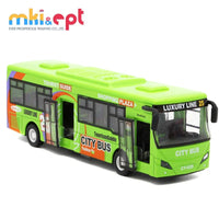 HKM-030227 Alloy Diecast City Light Sound Buses Toy Set for Boys - 6 Pcs Small Model Cars and Trucks