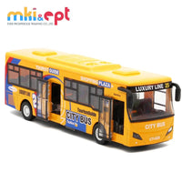 HKM-030227 Alloy Diecast City Light Sound Buses Toy Set for Boys - 6 Pcs Small Model Cars and Trucks