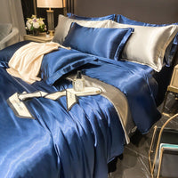 HKM-030419 Solid Color Silk Four-Piece Bedding Set for 1.8m Bed - Modern Design