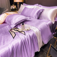 HKM-030419 Solid Color Silk Four-Piece Bedding Set for 1.8m Bed - Modern Design