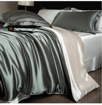 HKM-030419 Solid Color Silk Four-Piece Bedding Set for 1.8m Bed - Modern Design