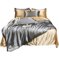 HKM-030419 Solid Color Silk Four-Piece Bedding Set for 1.8m Bed - Modern Design
