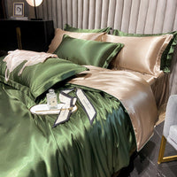 HKM-030419 Solid Color Silk Four-Piece Bedding Set for 1.8m Bed - Modern Design