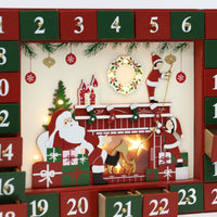 HKM-030547 Christmas Wooden Countdown Calendar Box with Drawers for Holiday Decor