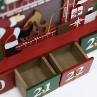 HKM-030547 Christmas Wooden Countdown Calendar Box with Drawers for Holiday Decor