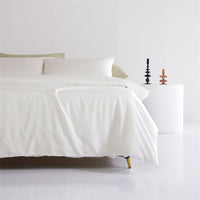 HKM-030739 Cotton Comforter Bed Set - Four-Piece White Collection with Sheet, Duvet Cover, and Pillowcases