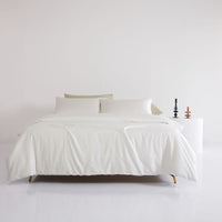 HKM-030739 Cotton Comforter Bed Set - Four-Piece White Collection with Sheet, Duvet Cover, and Pillowcases
